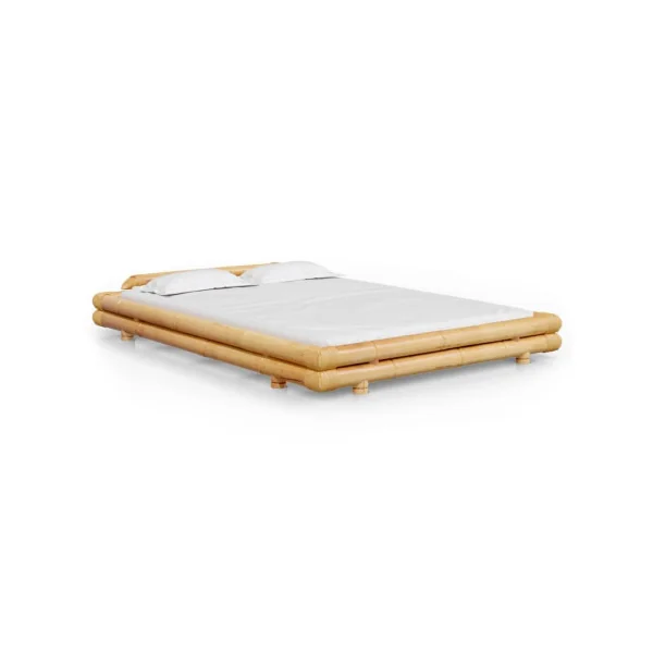 Lit bambou 140x200 cm naturel lit adulte véritable bambou lit deux places