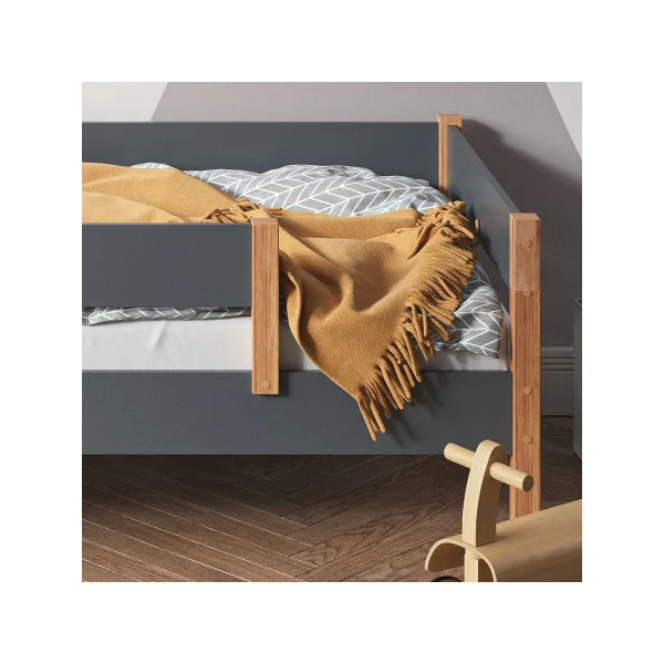 Lit enfant 80x160 anthracite et bois massif de Aulne Lit d'enfant moderne
