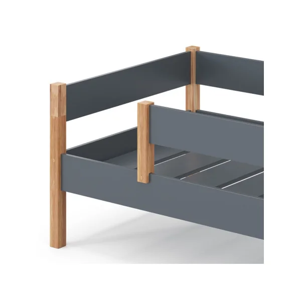 Lit enfant 80x160 anthracite et bois massif de Aulne Lit d'enfant moderne