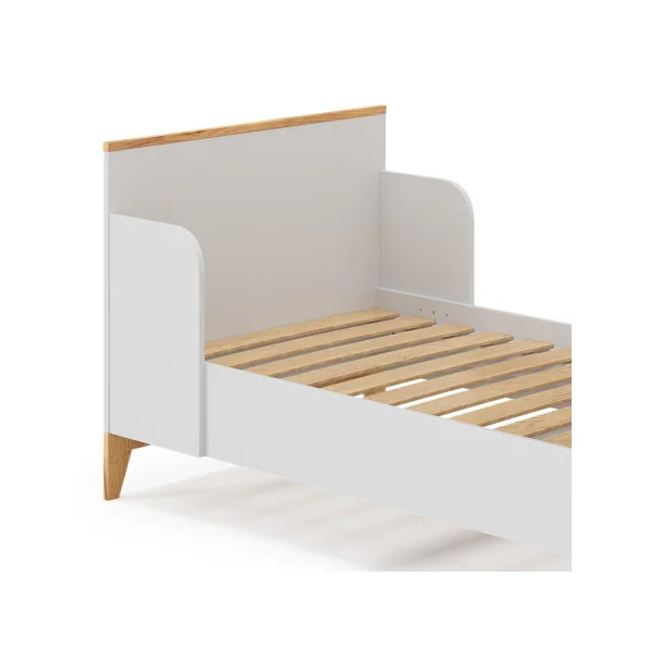 Lit enfant 80x160 blanc et bois massif de Aulne Lit d'enfant moderne