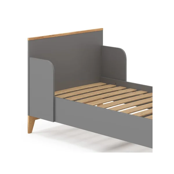 Lit enfant 80x160 gris et bois massif de Aulne Lit d'enfant moderne
