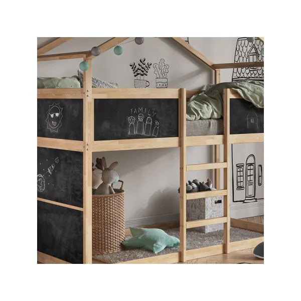 Lit montessori mezzanine pour enfant 90x200 cm blanc et noir lit mezzanine cabane lit maison avec sommier lit bois massif