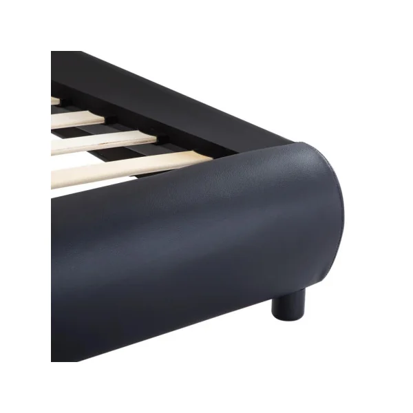 Lit simili cuir noir LED cadre de lit noir (3 tailles) lit adulte lit deux places