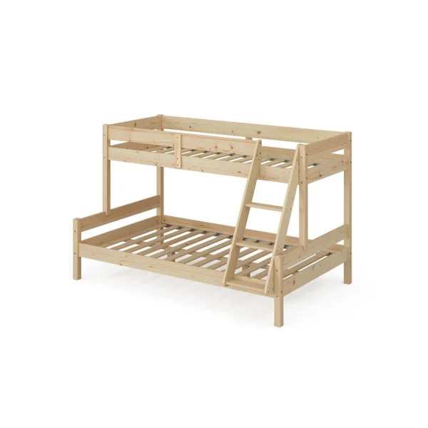 Lit Superposé 120x200 cm et 80x200 cm Bois Massif Aulne
