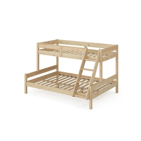 Lit Superposé 140x200 cm et 90x200 cm Bois Massif Aulne