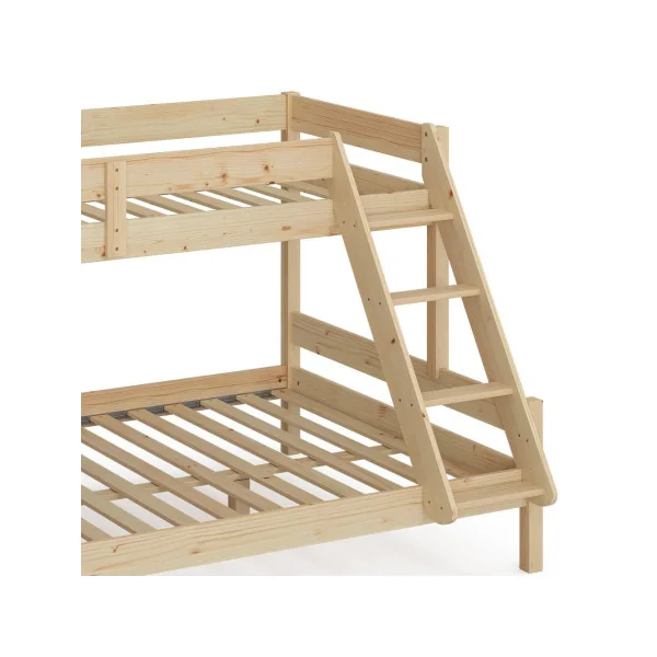 Lit Superposé 140x200 cm et 90x200 cm Bois Massif Aulne