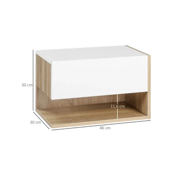Lot 2 tables chevet chêne clair et blanc Table de nuit suspendu chevet chambre design
