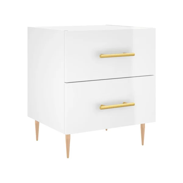 Lot 2 Tables de Chevet Blanc Brillant Table de Nuit Tendance