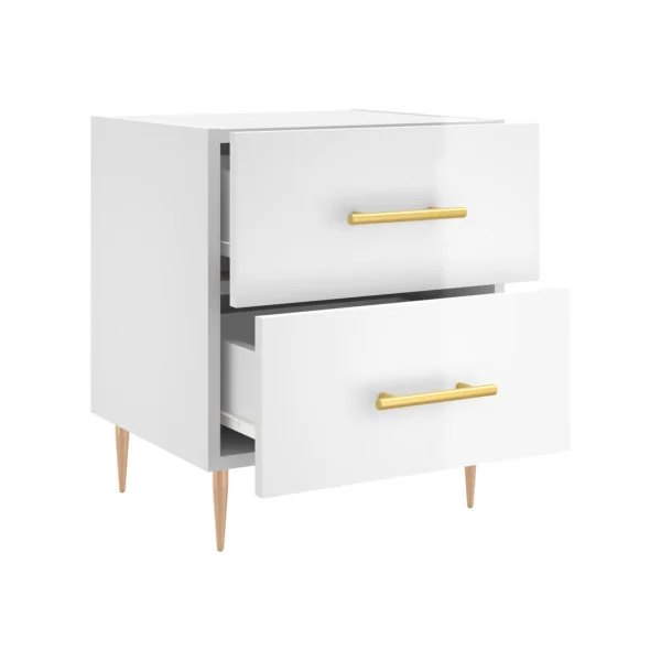 Lot 2 Tables de Chevet Blanc Brillant Table de Nuit Tendance