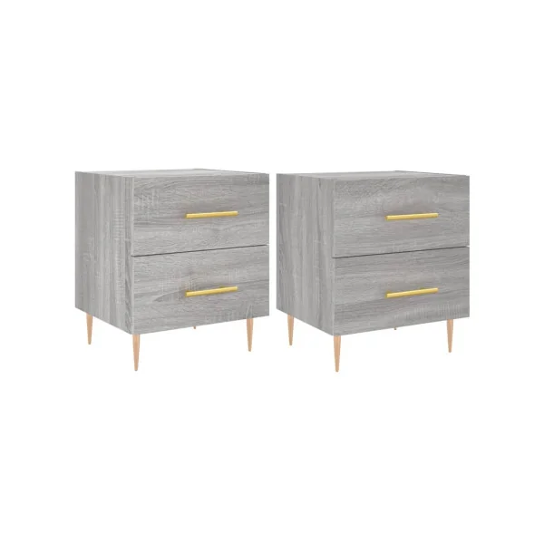 Lot 2 Tables de Chevet Chêne Gris Table de Nuit Tendance