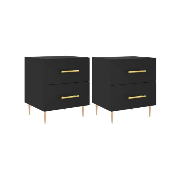 Lot 2 Tables de Chevet Noir Table de Nuit Tendance