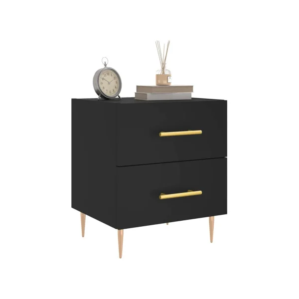 Lot 2 Tables de Chevet Noir Table de Nuit Tendance