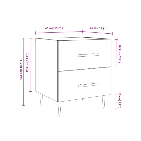 Lot 2 Tables de Chevet Noir Table de Nuit Tendance