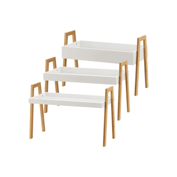 Lot 3 Étagères plantes 3 niveaux en Bambou Support plantes Support pot de fleur Etagère plante intérieure