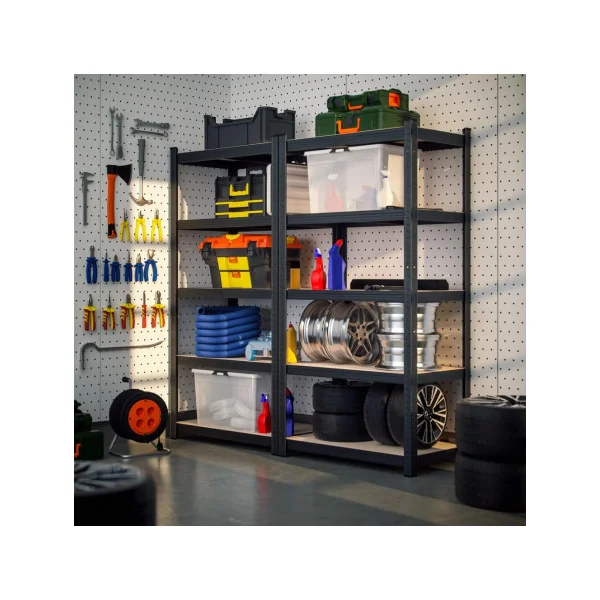 Lot de 10 étagères professionnel noire Charge lourde 875 kg Rayonnage métallique Etagère métallique industrielle