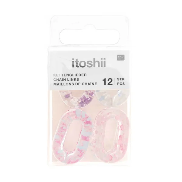 Lot de 12 Maillons de Chaîne Eclaboussure Itoshii - 19 x 31 x 5 mm - Rico Design