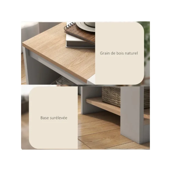 (Lot de 2) Table de chevet blanc et bois naturel Table chevet Table nuit moderne