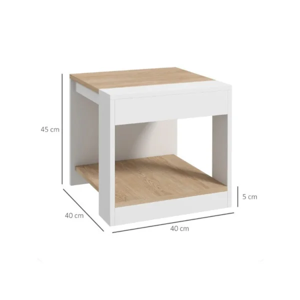 (Lot de 2) Table de chevet blanc et bois naturel Table chevet Table nuit moderne