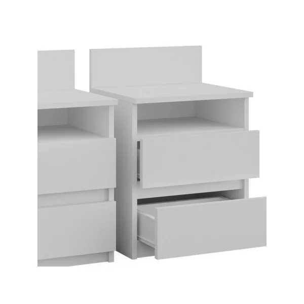 (Lot de 2) Table de chevet blanche 2 tiroirs Table de nuit en bois Chevet de lit moderne