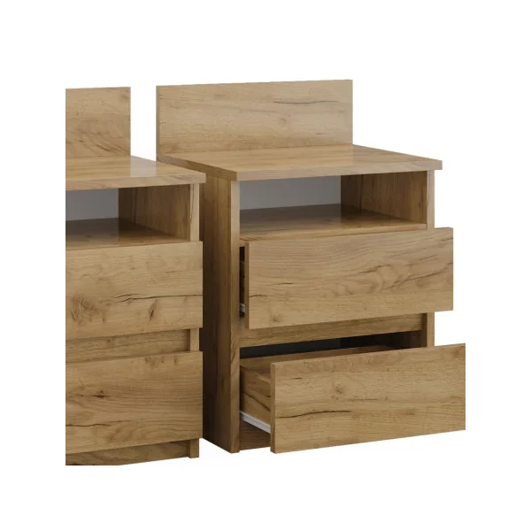 (Lot de 2) Table de chevet chêne artisan 2 tiroirs Table de nuit en bois Chevet de lit moderne