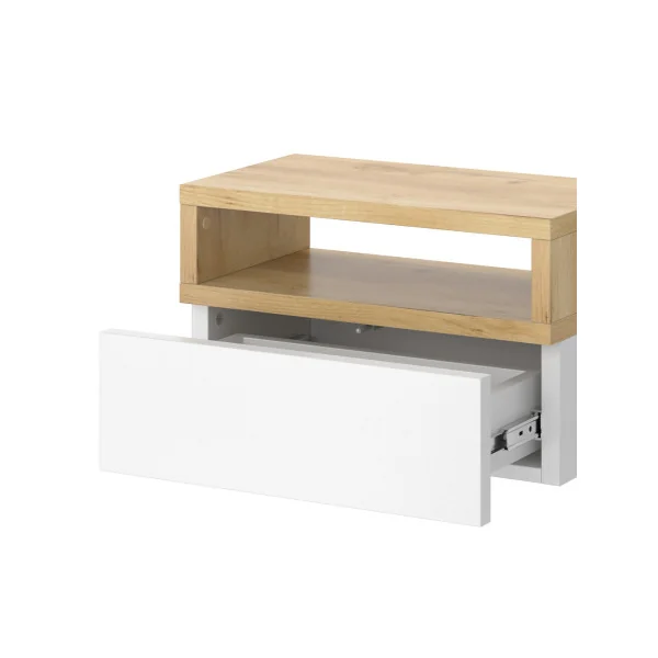 (Lot de 2) Table de chevet design blanche et chêne Table de nuit moderne 1 tiroir