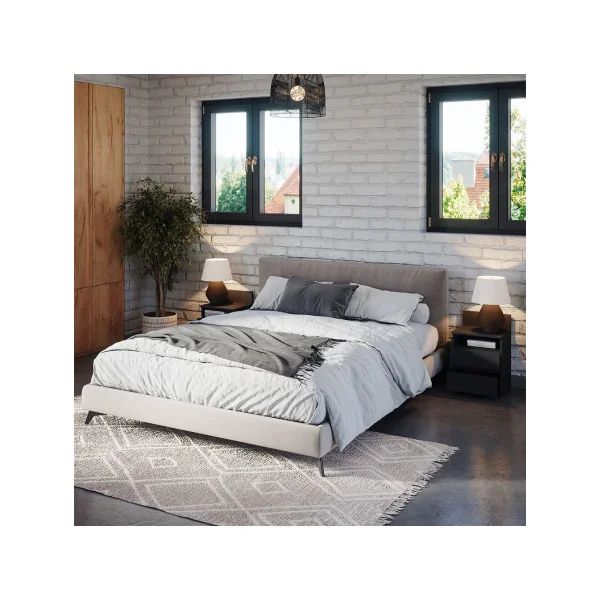 (Lot de 2) Table de chevet noir 2 tiroirs Table de nuit en bois Chevet de lit moderne