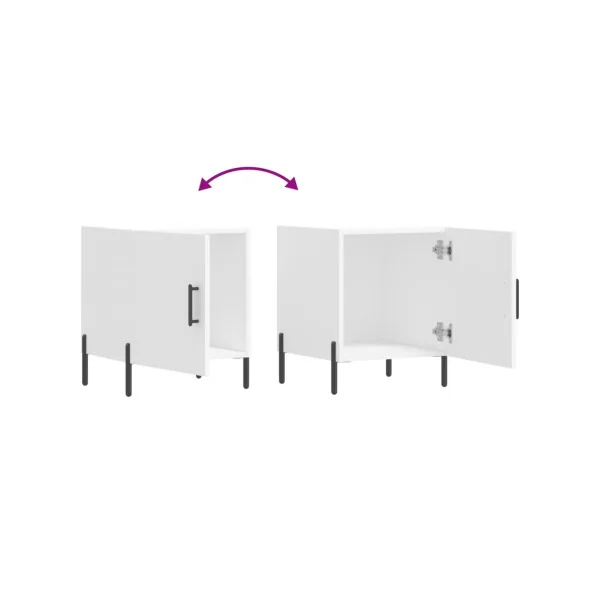 Lot de 2 Tables de Chevet Blanc Tables de Nuit 1 Porte