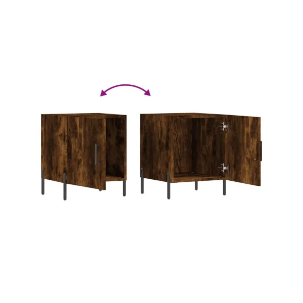 Lot de 2 Tables de Chevet Chêne fumé Tables de Nuit 1 Porte