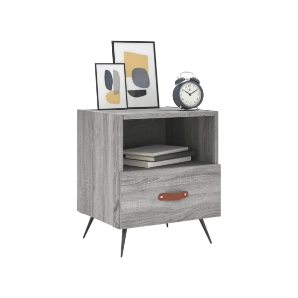 Lot de 2 Tables de Chevet Chêne Gris Tables de Nuit 1 Tiroir