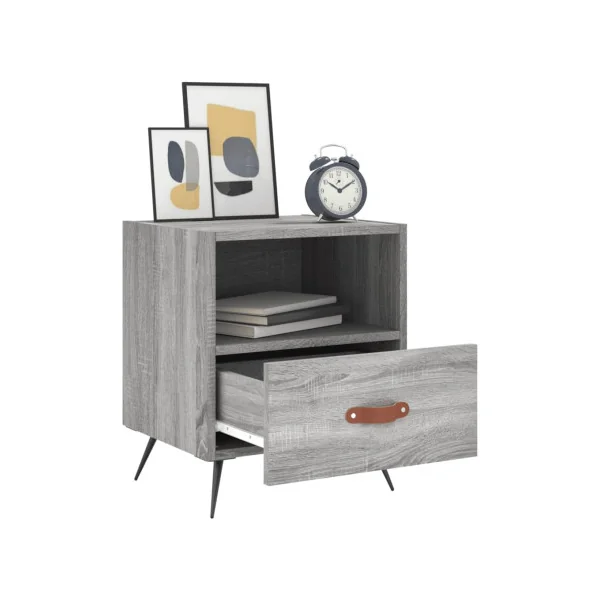 Lot de 2 Tables de Chevet Chêne Gris Tables de Nuit 1 Tiroir