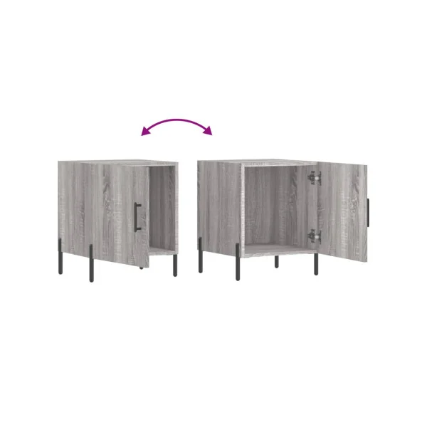 Lot de 2 Tables de Chevet Gris Tables de Nuit 1 Porte