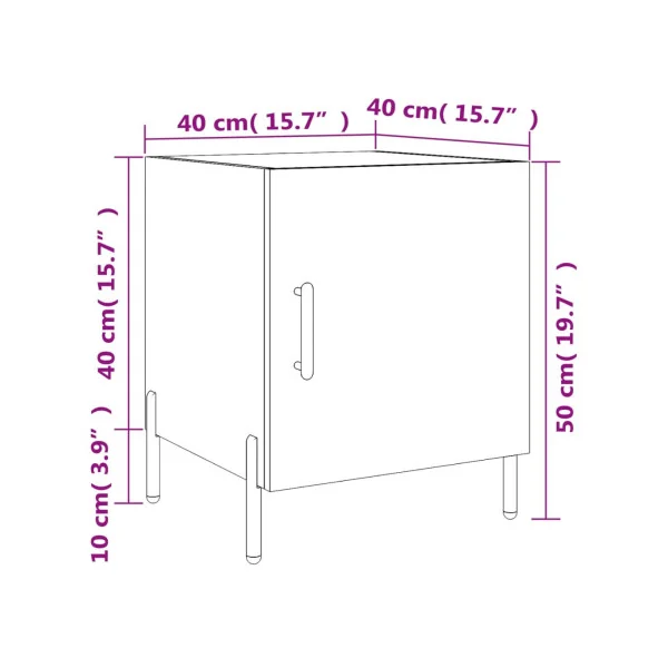 Lot de 2 Tables de Chevet Gris Tables de Nuit 1 Porte