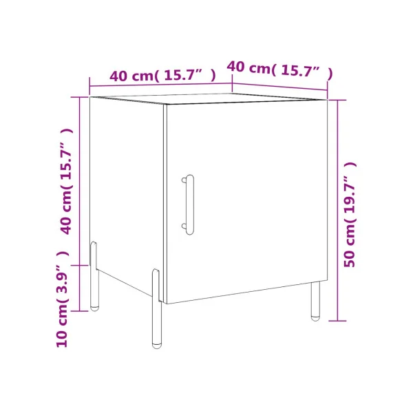 Lot de 2 Tables de Chevet Noir Tables de Nuit 1 Porte