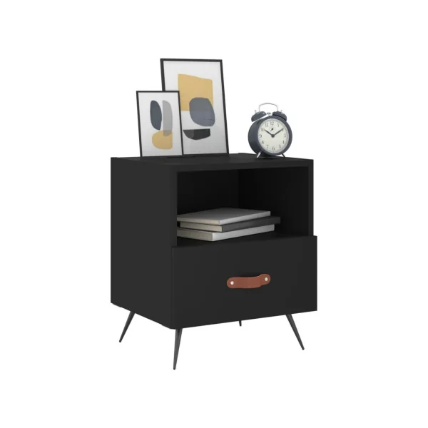 Lot de 2 Tables de Chevet Noir Tables de Nuit 1 Tiroir