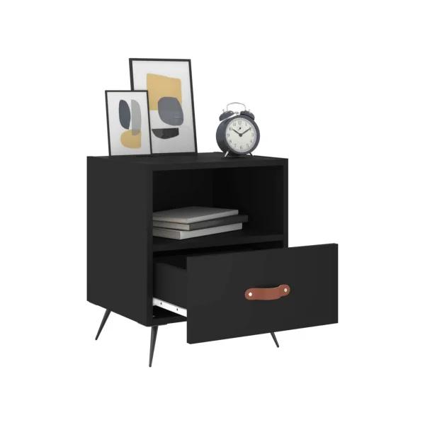 Lot de 2 Tables de Chevet Noir Tables de Nuit 1 Tiroir