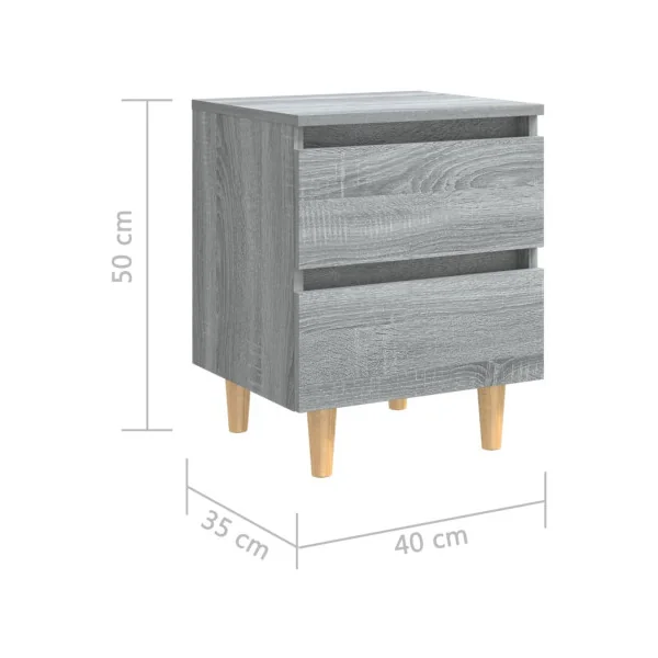 (Lot de 2) Tables de nuit scandinave gris effet bois Table chevet chambre Table de nuit moderne