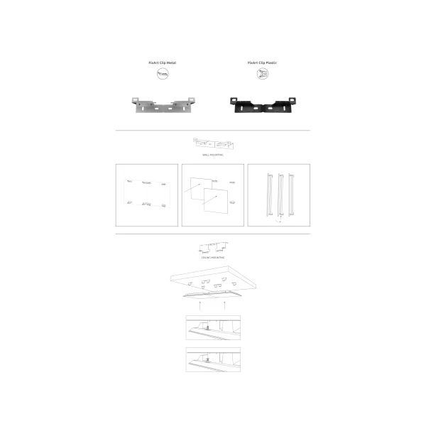 Lot de 4 fixations en plastique permettant de fixer les panneaux Artnovion équipés de cadre en bois directement sur un mur ou un plafond