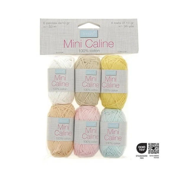 Lot de 6 Mini Pelotes Câline 10g Trimits - Idéal pour l'Amigurumi et la Création de Petits Personnages
