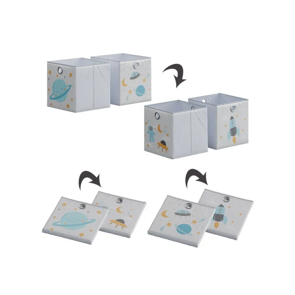 Lot de deux boites Espace Rangement Enfant Meuble Etagère