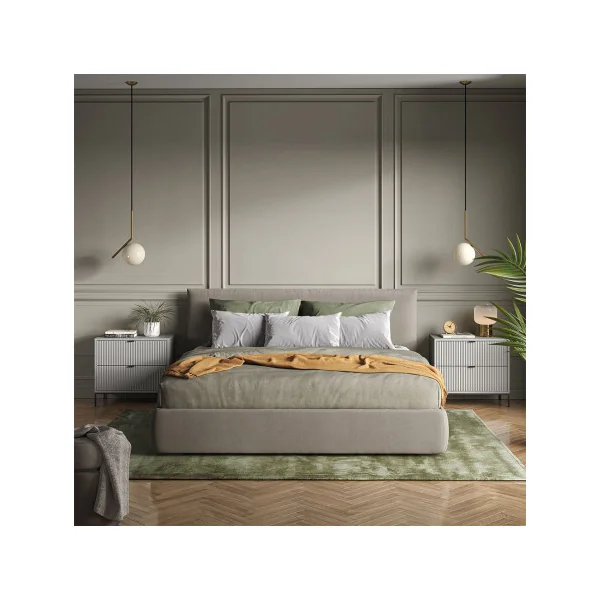 Lot Table de chevet grise design x2 Table chevet gris Table nuit en bois et métal