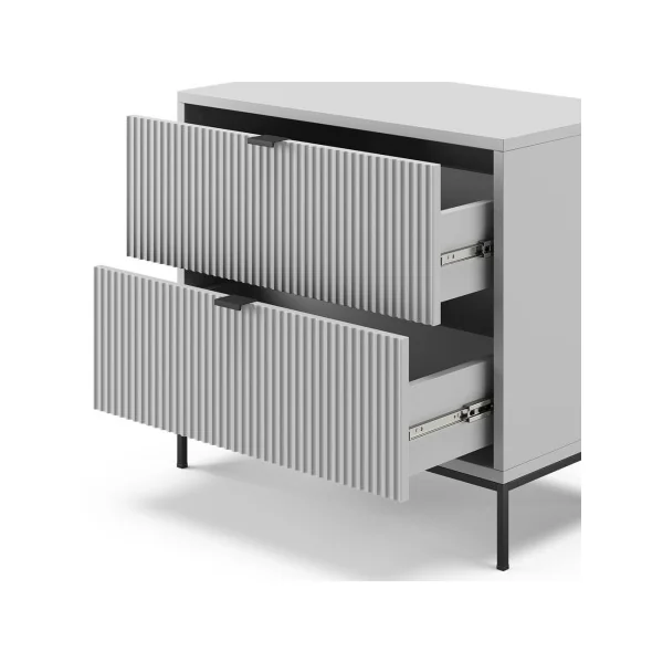 Lot Table de chevet grise design x2 Table chevet gris Table nuit en bois et métal