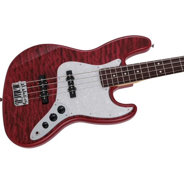 Made in Japan Hybrid II Jazz Bass - quilt red beryl
