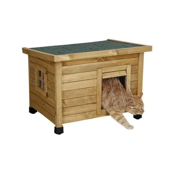 Maisonnette pour Chat avec Porte Lamelles Niche pour Chat