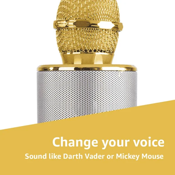 MAX KM01 Kit Deux Microphones Karaoké Micro Sans Fil Bluetooth - Doré