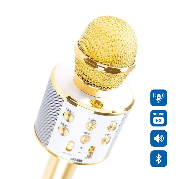 MAX KM01 Kit Deux Microphones Karaoké Micro Sans Fil Bluetooth - Doré