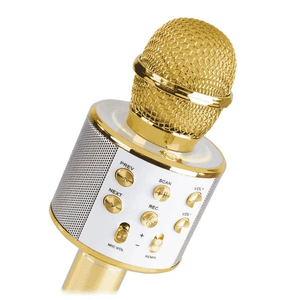 MAX KM01 Kit Deux Microphones Karaoké Micro Sans Fil Bluetooth - Doré