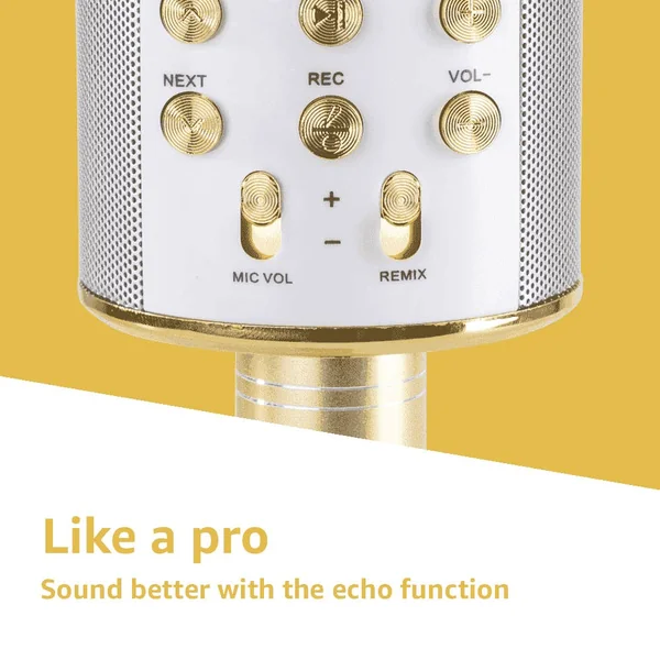 MAX KM01 Kit Deux Microphones Karaoké Micro Sans Fil Bluetooth - Doré