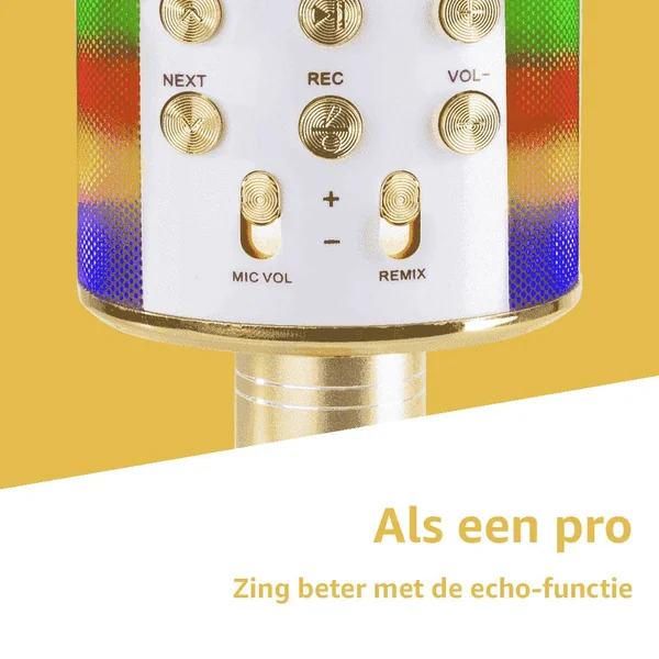 MAX KM15G - Micro Karaoké sans Fil Bluetooth Éclairage LED - Doré