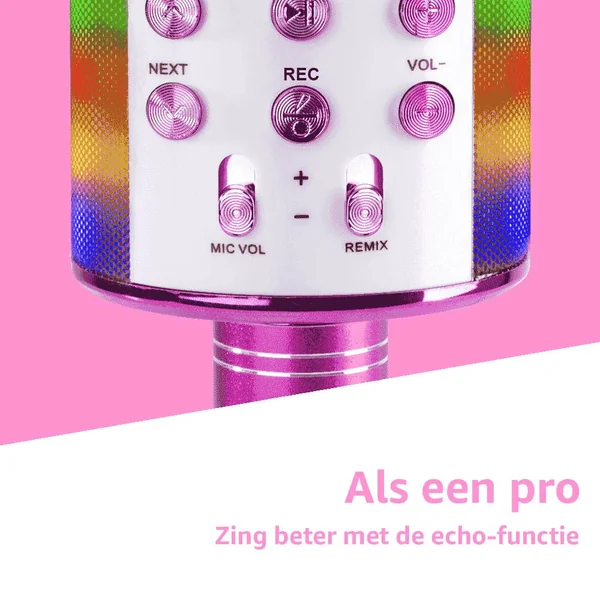 MAX KM15P - Micro Karaoké sans Fil Bluetooth Éclairage LED - Rose