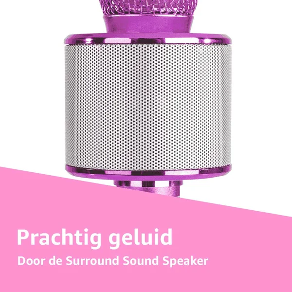 MAX KM15P - Micro Karaoké sans Fil Bluetooth Éclairage LED - Rose